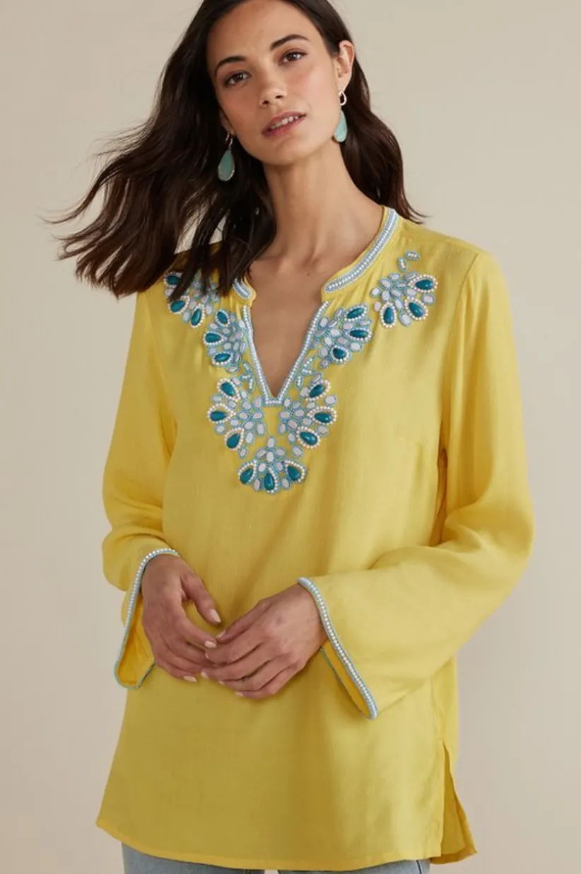 Soft Surroundings Soraya Embellished Tunic Sunstruck Best