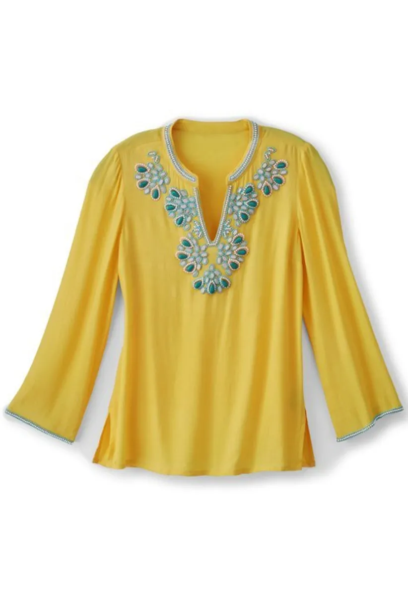 Soft Surroundings Soraya Embellished Tunic Sunstruck Best