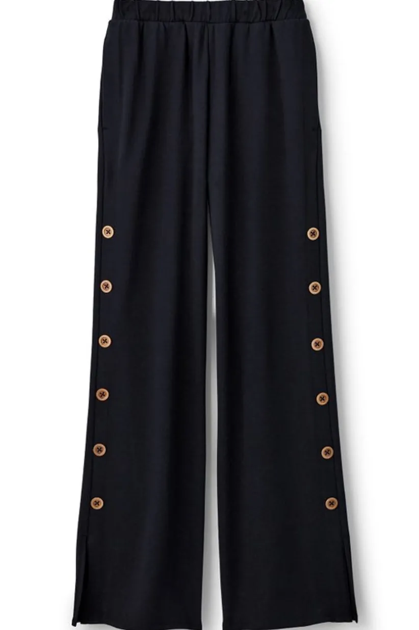 Soft Surroundings Sorrento French Terry Wide Leg Pants Black Hot