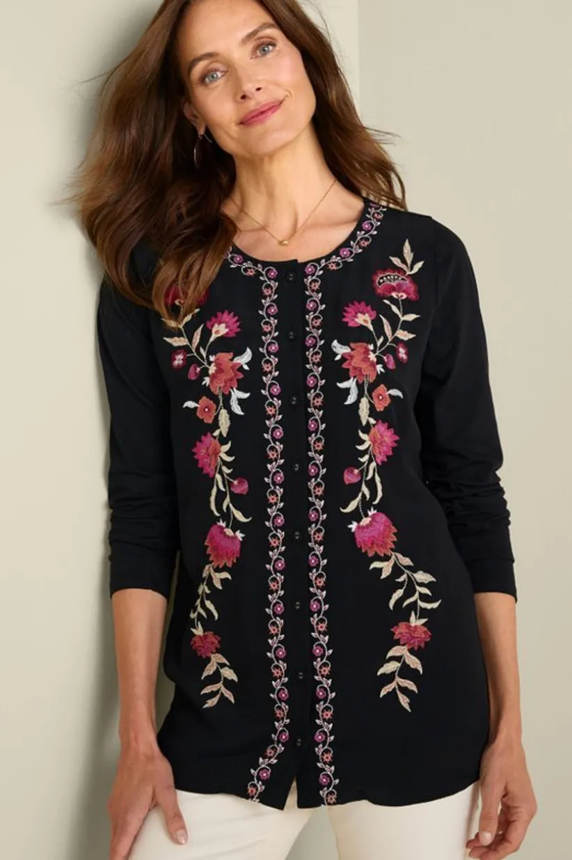 Soft Surroundings Talulla Embroidered Tunic BlackBeauty Sale
