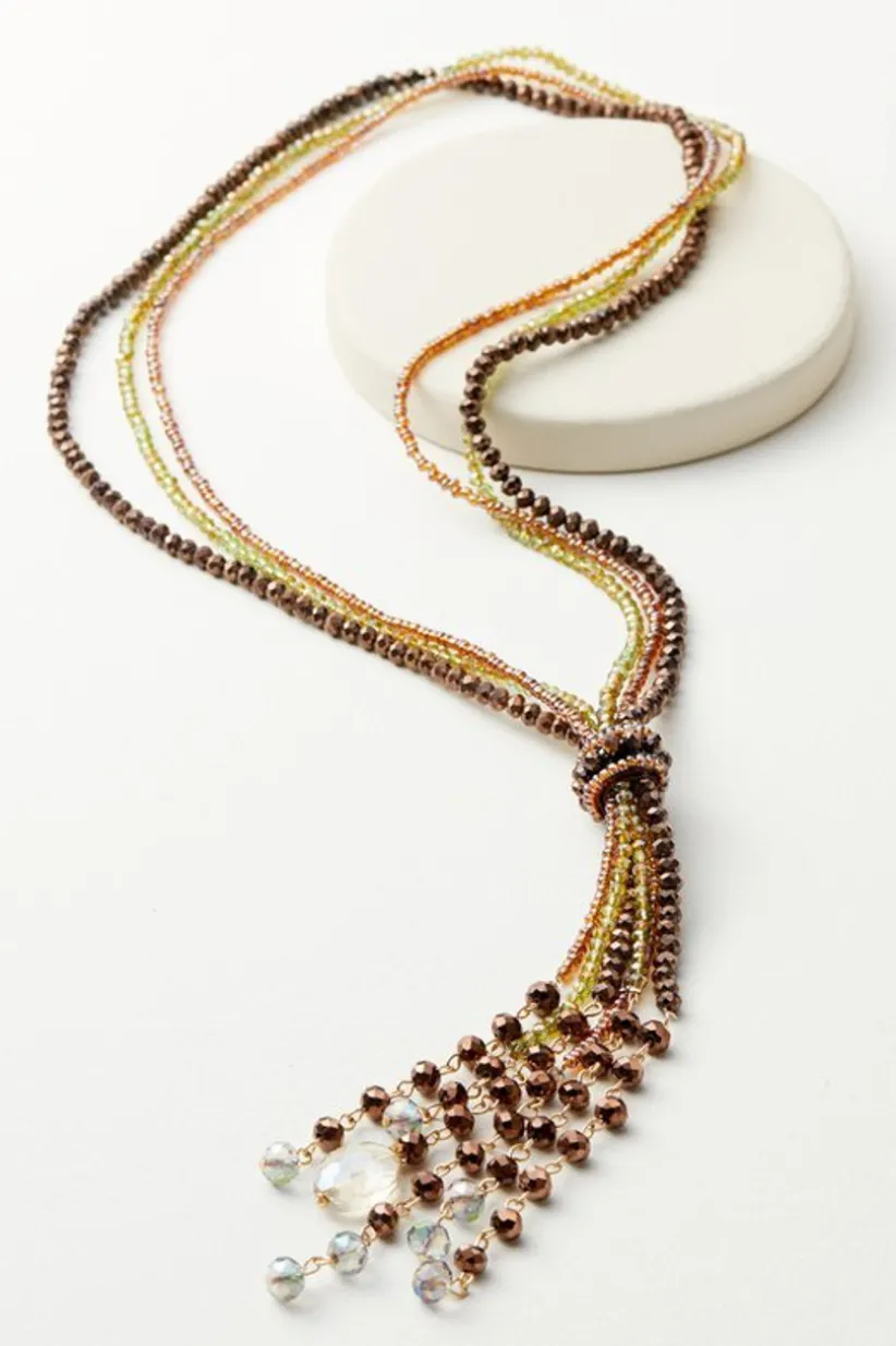 Soft Surroundings Taylor Beaded Tassel Necklace Coffee Online