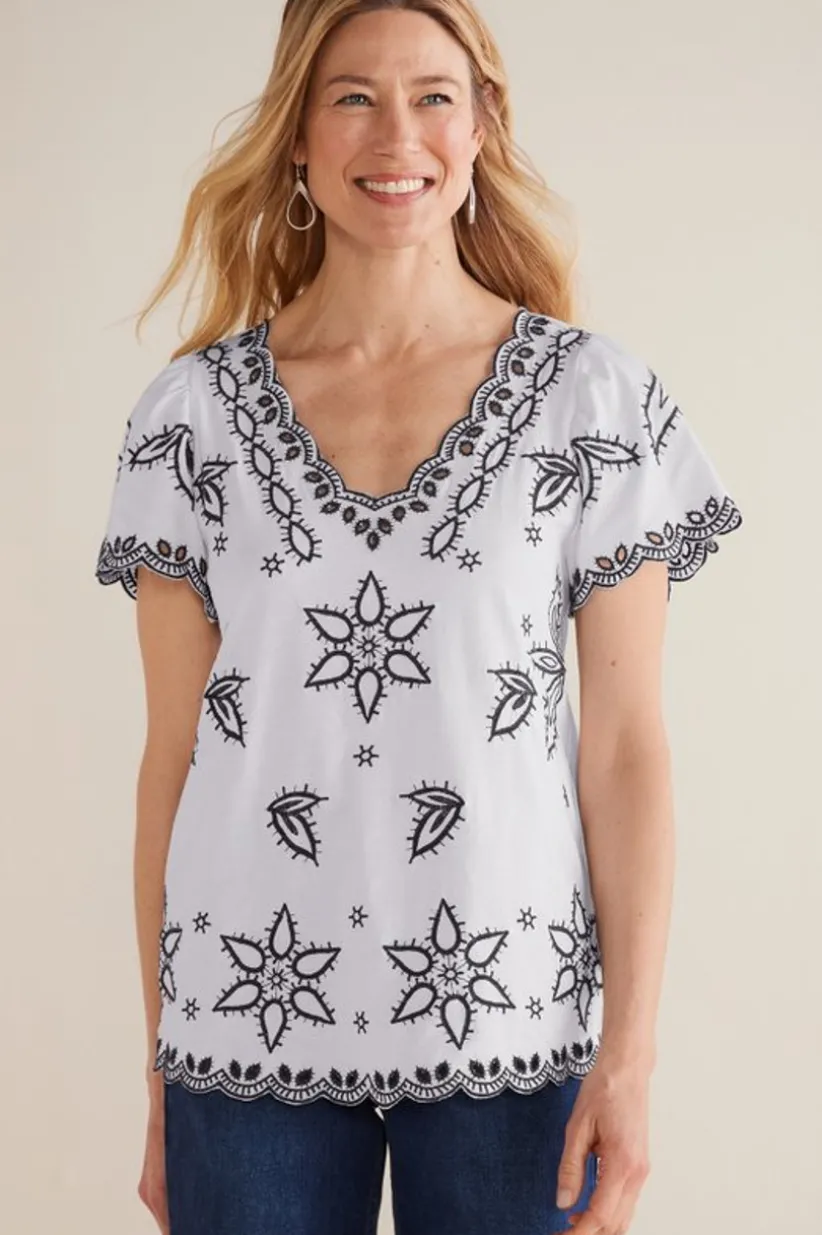 Soft Surroundings Teres Embroidered Tee IvoryPearl Online