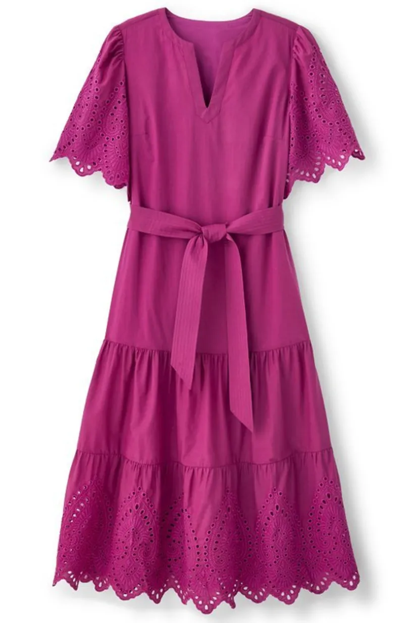 Soft Surroundings Verena Eyelet Midi Dress DeepOrchid Best